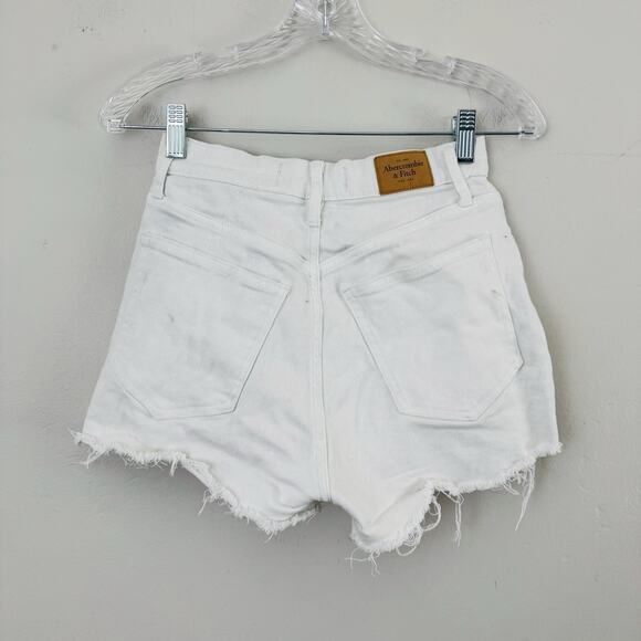 Abercrombie And Fitch White High Rise Cut Off Shorts Women’s Size 26 - Picture 5 of 9
